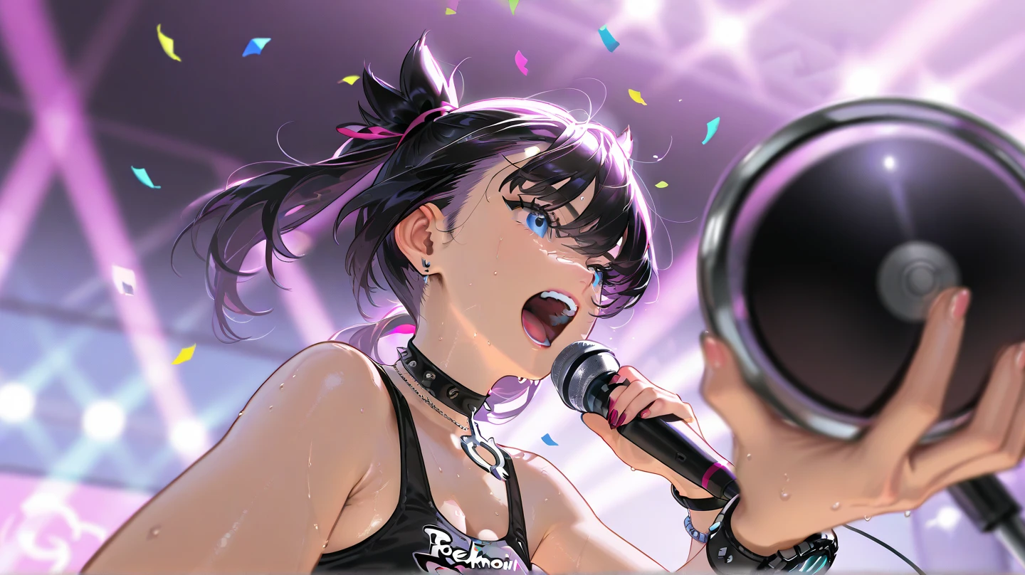 {{{masterpiece}}}, {{{best quality}}}, {{ultra-detailed}}, {illustration}, {{an extremely delicate and beautiful}}, (Best quality, 8k, 32k, Masterpiece, UHD:1.2),Photo of Pretty Japanese idol girl, top quality, best quality, realistic, unity, 8k wallpaper, official art, extremely detailed wallpaper,(3girls:1.5),((with lots of decorations) pink dress idol costume:1.2), (sweaty skin:1.3),15yo,Child,(big smile:1.3),(take the spotlight:1.1),(stand microphone:1.5),(sing:1.5),(very short bob hair:1.3), (colorful hair:1.3),earrings,looking at viewer,(high detailed skin),realistic body,(small breasts:1.4),cute girl, famous japanese idol,(standing),(low view),(lift skirt:1.1),(show off panties:1.2),(open panties:1.2),(colorful race panties:1.3),(panties juice:1.4),(looking at viewer:1.1),(idle stage :1.5)