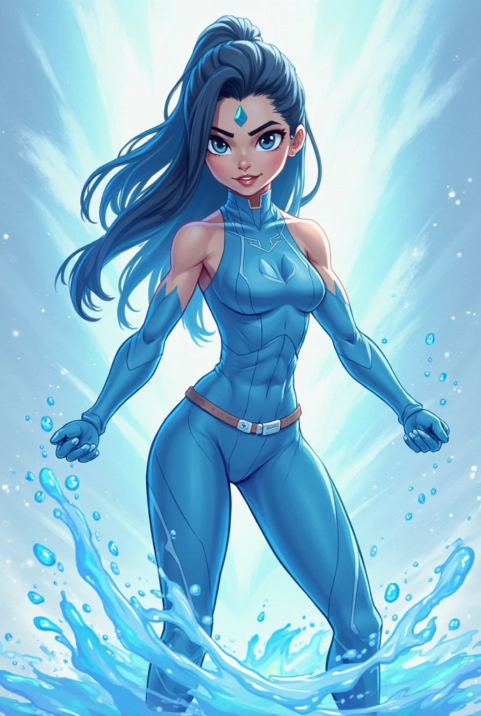 leviathan_megamanz, fairy leviathan (mega man), deep sea, skindentation, looking at viewer, 1girl, smile, white bodysuit, blue thigh boots, diving, summoning ice dragon, water drop, masterpiece), (highly detailed, hdr, vivid colors, depth of field, blurry background), best quality, expressive eyes, perfect face, volumetric lighting, light particles,BREAK, high quality, leviathan_\(mega_man\)