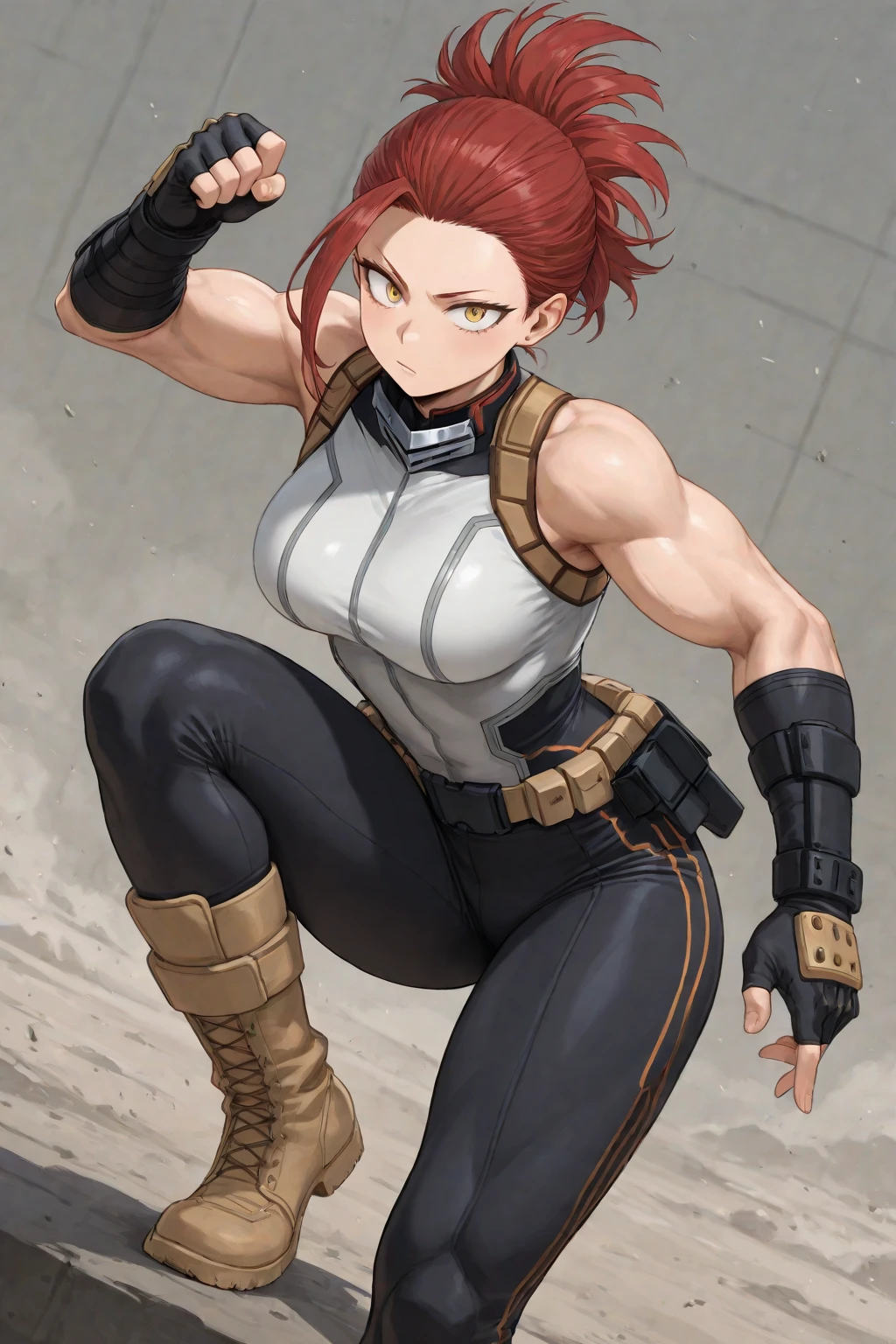 A muscular red-haired female warrior almost naked in Simon Bisley style for the cover of Heavy Metal magazine, ((((huge muscles))))