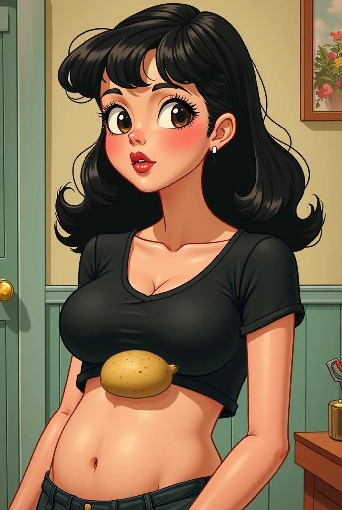 cartoon woman eating fatty foods
