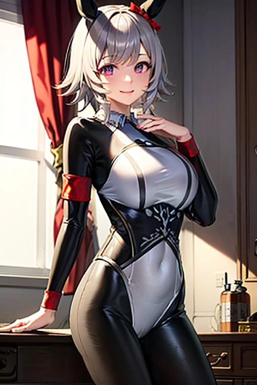 (Ultra-high resolution,masterpiece, Attention to detail, Highest quality), 8k,(Arnoel, Medium Hair, Green Eyes, hair band, Blue Collar, Shoulder Armor, Cleavage, Mole on chest, Dress in Armor, Chest belt, Gold border, Fingerless gloves, Black gloves, Tea belt, Pouch, Pelvic Curtain, Black knee socks),(Blessed,Captivating body、Ultra-detailed skin、Very beautiful eyes、Detailed Background),One Girl、 (enjoy :1.5), ((Ultra-high resolution,masterpiece, Attention to detail, Highest quality)), 8k,(Arnoel, Medium Hair, Green Eyes, hair band, Cleavage, Mole on chest, ),(heart-shaped pupils:1.4), (white dress shirt, naked shirt,cleavage ,open shirts,large shirts,no panties,bottomless)
