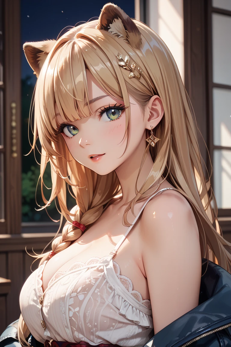 Women, alone, Blonde, long hair, perfect body, realist, sexy, 8k, Photorealistic, 4k, city background, whole body, pink microlayer,