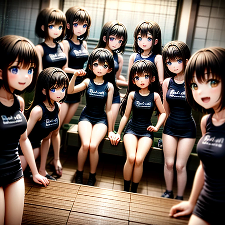 masterpiece, ((Highest quality, Detailed and realistic 3D))、Idol Concert、((Concert Stage、Concert Venues))、(3 人のcute裸の女の子、cute:1.3、Slim figure:1.4、smile、Sing with a microphone、dance、Mr.々Hair style、pubic hair、fun、Open Stance:1.2)、(((Full nudity、Pussy)))、(Realistic and detailed skin texture、Big beautiful eyes、Ribbon Hairband、Idol Costumes、Ultra mini skirt)、((The characters are unique、Mr.々Hair style