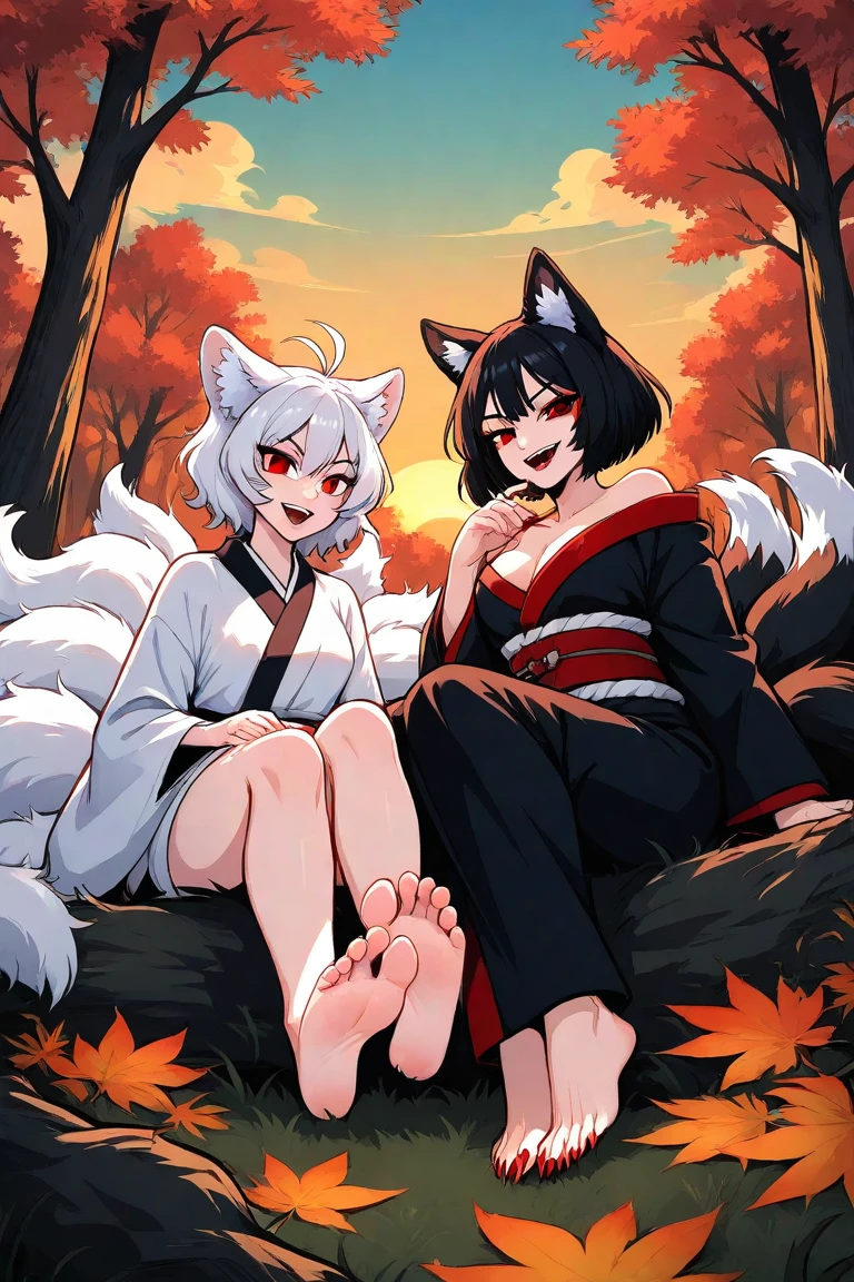 (masterpiece:1.2, best quality), age difference, 3girls, 14yo, , 10yo, loli, petite, small breast, white hair, (big white fox ears), ginger hair, (big ginger fox earlack hair, (big black fox ears), (white kimono), (black kimono), (red kimono), topless, nipple, hugging, blush, smile, shy, winter, snow, winter forest, anime minimalist, watercolor