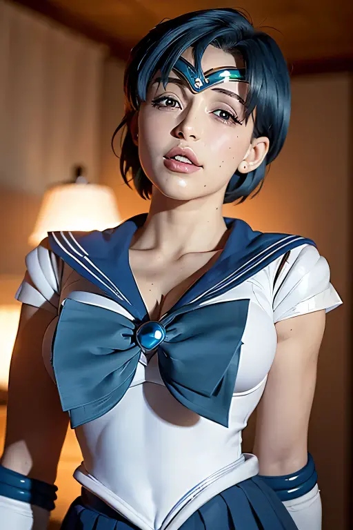 (ultra realistic,32k, masterpiece:1.2),(high detailed skin:1.1),( high quality:1.1), (lora:sailormoon_sailorsaturn:0.8), sailor saturn,sad,purple hair, tiara, sailor senshi uniform, purple sailor collar, pleated skirt, elbow gloves, jewelry, brooch, choker, blank background blurry background,, huge breast,large breast,(looking at viewer, standing from below:1.1), lora:add_detail:0.77, (refraction:1.1),