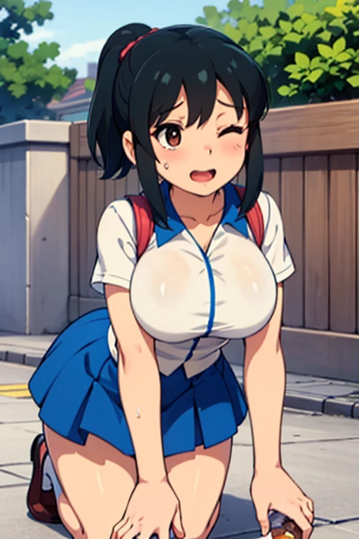 nsfw,masterpiece, best quality, high resolution,high-detail,1girl, solo,outdoor, from below,morisawa,Sheer clothing,Pleasant and enchanting,Vulgar poses,Overflowing super big breasts,Whip thigh,(Spreading her pussy with her own hands:1.5),(crowd),(It feels good to be touched by many men from the right, left and behind:1.5),My whole body is sweaty,Sweat is coming out of my pussy,Super tiny latex micro bikini