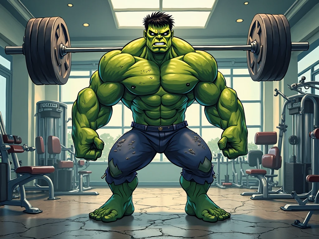 Hulk training and gym joining very hard working scene