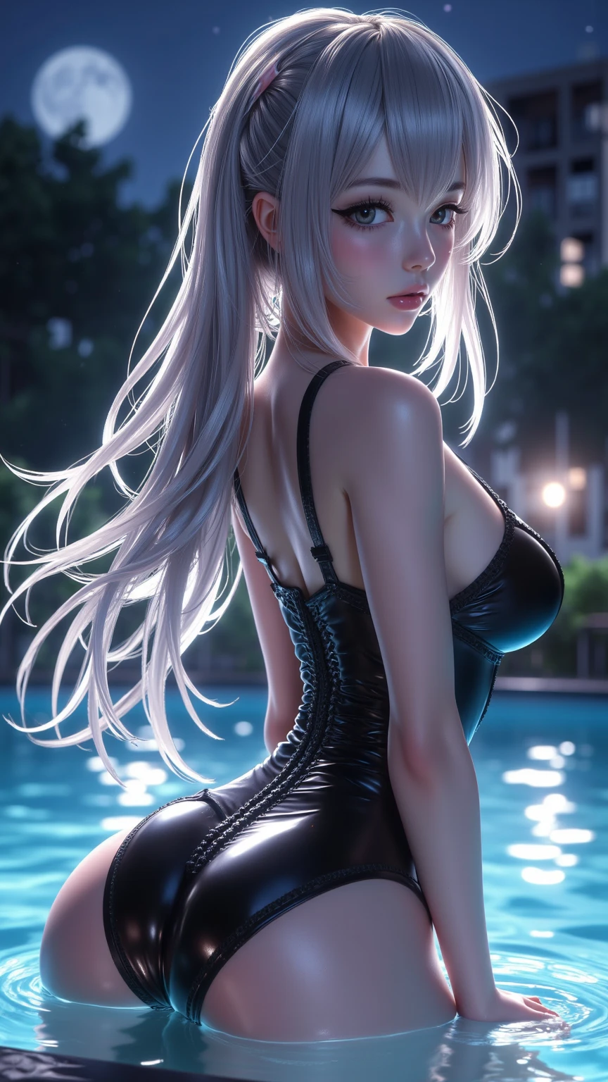 Real, One girl, gray hair, pink eyes, glowing eyes, simple background,fantastic, annular eclipse, sandy,water, crawling on all fours , fantastic, hairstyle is twin-tailed, impossibly large breasts, angle from below, small micro bikini, , silver t-back, swimsuit pink, back, protruding buttocks, parted lips, blush, rough breath, flower, sun, sunlight, {{{masterpiece}}},
{{{{{Official Art}}}}},
{{{high quality}}},
{{{highest quality}}},
{{{{8k_wallpaper}}}},
{{{{Very detailed eyes}}}},
{{{{{Very detailed body}}}},
{{{Very detailed finger}}}