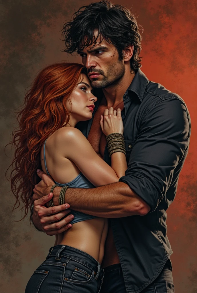 NSFW Cinematic Highly colored painting Realistic portrait, (((Masterpiece, Best quality, photograph realistic))), (Shiny skin), hyper HD, 8K wallpaper, high resolution, Perfect anatomy, Slender hands and fingers, Cinematic lighting, Physically-based rendering, Award-winning, Extremely detailed skin, extra detailed face, Eyes with beautiful details, Carl Zeiss 85 mm F/1.4, Break, (((1 red wavy hair girl and 2 black dark-skinned black short hair drunken slaves men, Having sex))), (hugging from behind:1.3), ((33-year-old girl, mature:1.4, sensual, gorgeous, red:1.2 wavy medium hair, blue eyes, greek nose, freckles, large breasts)). (((colonial puritan wench))), Buttock augmentation, A shy and naught expression, blush cheeks, Both pupils upward, gasps, perspire, Soaked all over, (Sex silly:1.5), Two scruffy drunks in ragged 1700 torn garments (topless), (He grabbed the girl's breasts), (He licked the girl's cheek), (Stand in a 1700 dimly lit alley behind the tavern), camera looking up between her legs from a low place