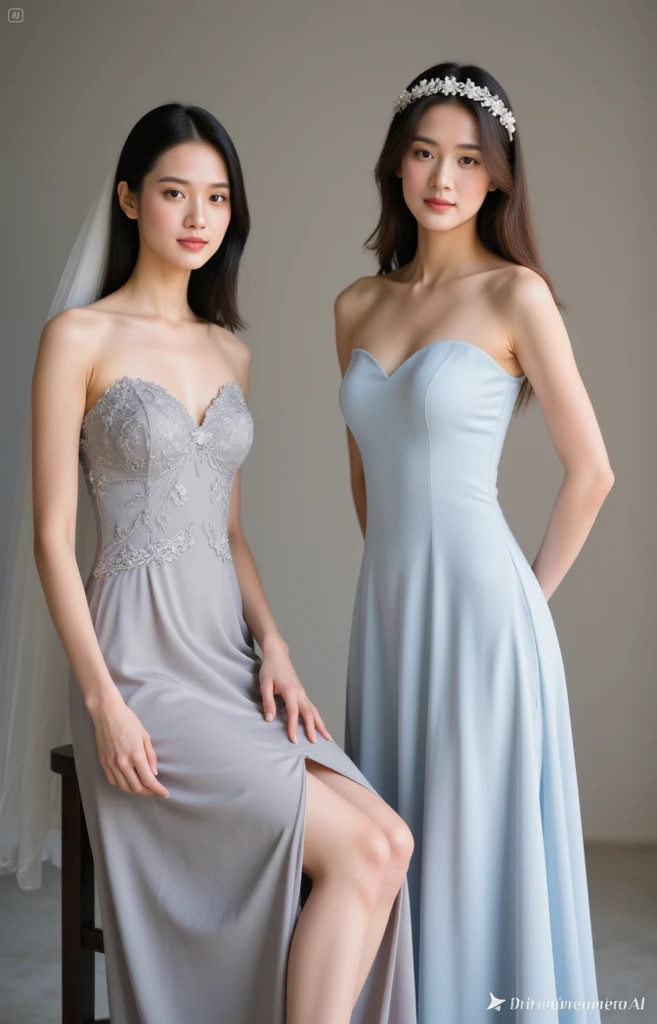 araffes of girls in blue dresses posing for a picture, happy birthday