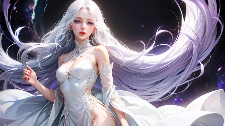 Pale white hair Light pink skin, Menina anime com cabelo longo soprando no vento, glowing flowing hair, linda arte digital linda, flowing glowing hair, lindo arte digital, stunning digital illustration, bela arte digital, bela arte digital, linda pintura digital, beautiful illustration digital, arte digital muito bonita, epic digital art illustration, Digital painting nice, pintura digital impressionante, beautiful flowing hair, arte digital impressionante, Ultrarrealista, with special attention to detail