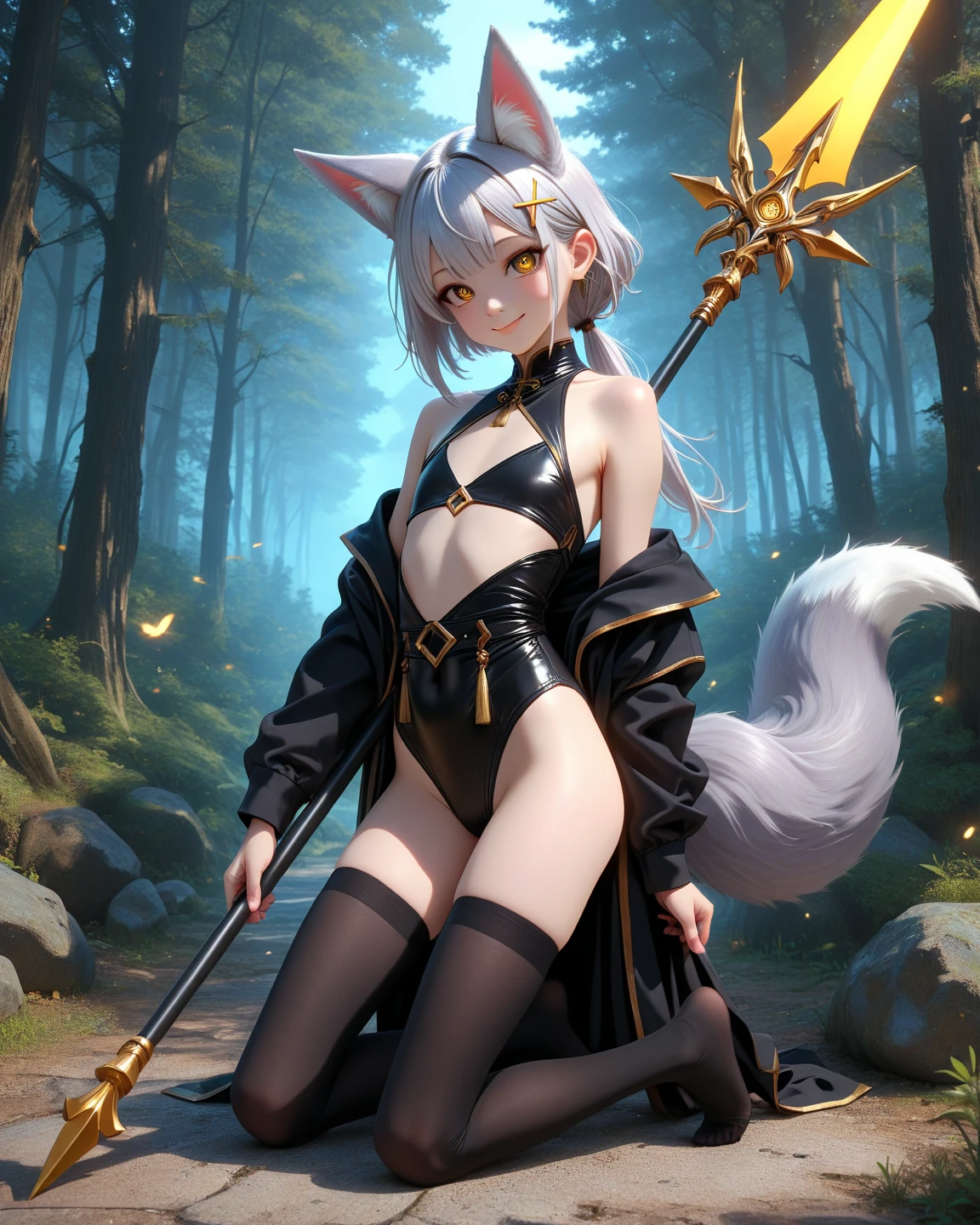 (best quality, highres, realistic:1.37),ultra-detailed, beautiful detailed eyes,beautiful detailed lips,extremely detailed eyes and face,longeyelashes,1girl,portrait,sharp focus,vivid colors,soft lighting,Fenrir girls,big breasts,fantasy elements,snowy landscape,ice magic,enchanted forest,flowing hair,ethereal beauty(((((full body)))))(((((long dress)))))cute  a sword 15yo  cute sexy pose full body prepare a sword