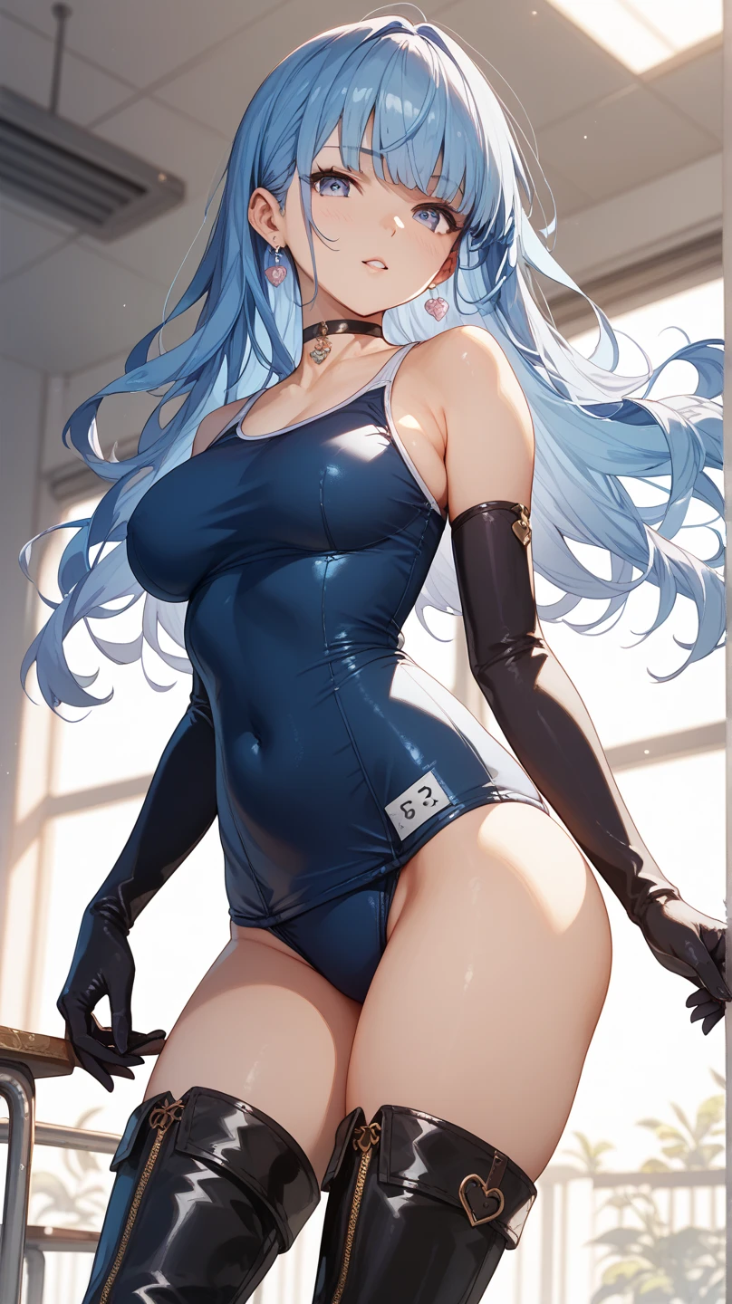 One femboy, anime femboy, thigh high socks, wide hips, thicc thighs, yoga leggings