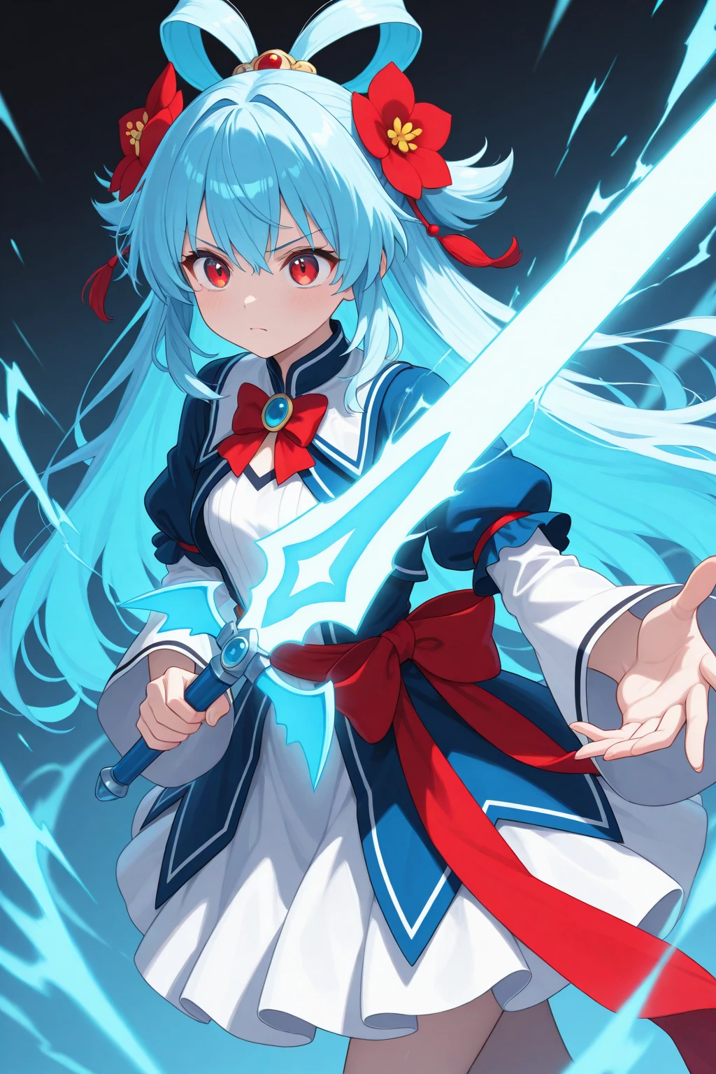 tmasterpiece,best qualtiy,high detal,style of anime,A cute girl,Holding a long hammer in his hand,She raised the hammer,Background solid color white