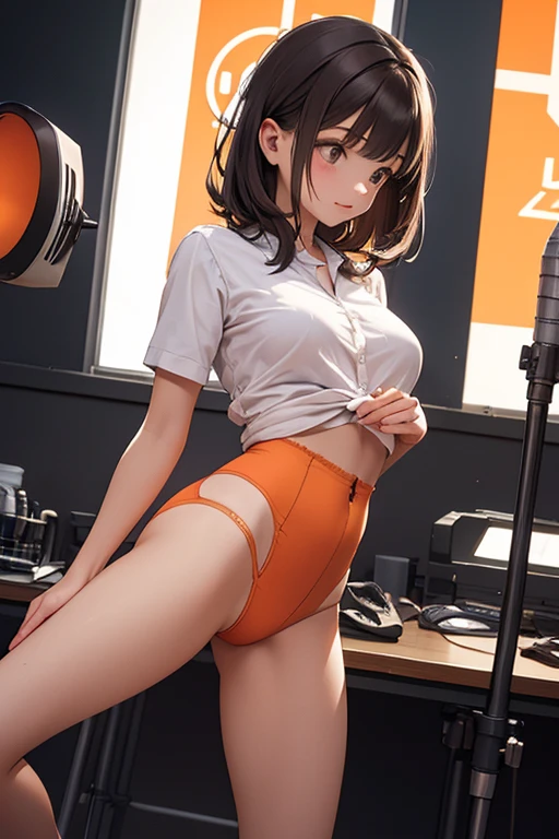 (masterpiece:1.2, Highest quality), (Realistic, photoRealistic:1.4), Beautiful illustrations, (Natural Side Lighting, Cinema Lighting), Beautiful thighs, Front view, 1 person, high school girl, 1, Perfect Face, Symmetrical cute face, Glowing Skin, Sexual climax,She closes her eyes and gives a mean look.,He is panting loudly.,Sailor suit、Sweat,thin, expensive、 Beautiful Hair, Beautiful Face, Beautiful body, Quite large breasts, Beautiful thighs, Beautiful legs, Beautiful fingers, ((High quality fabric, Winter clothesSailor suit, Navy Pleated Skirt)), (Beautiful views),Are standing, (smile, wonderful, Open your mouth),((Stand with your legs wide apart,Camera angle looking up from directly below the ground)),Her black lace panties are visible underneath、Because of the overflowing love juice、The shape of her genitals is visible through her black panties..,stand with feet apart,The fabric of the skirt is transparent in sunlight.....,Panty zoom camera angle，Wearing glasses