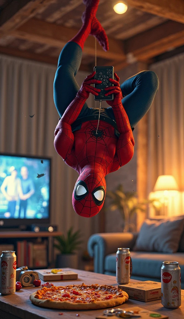 Spiderman watching tv
