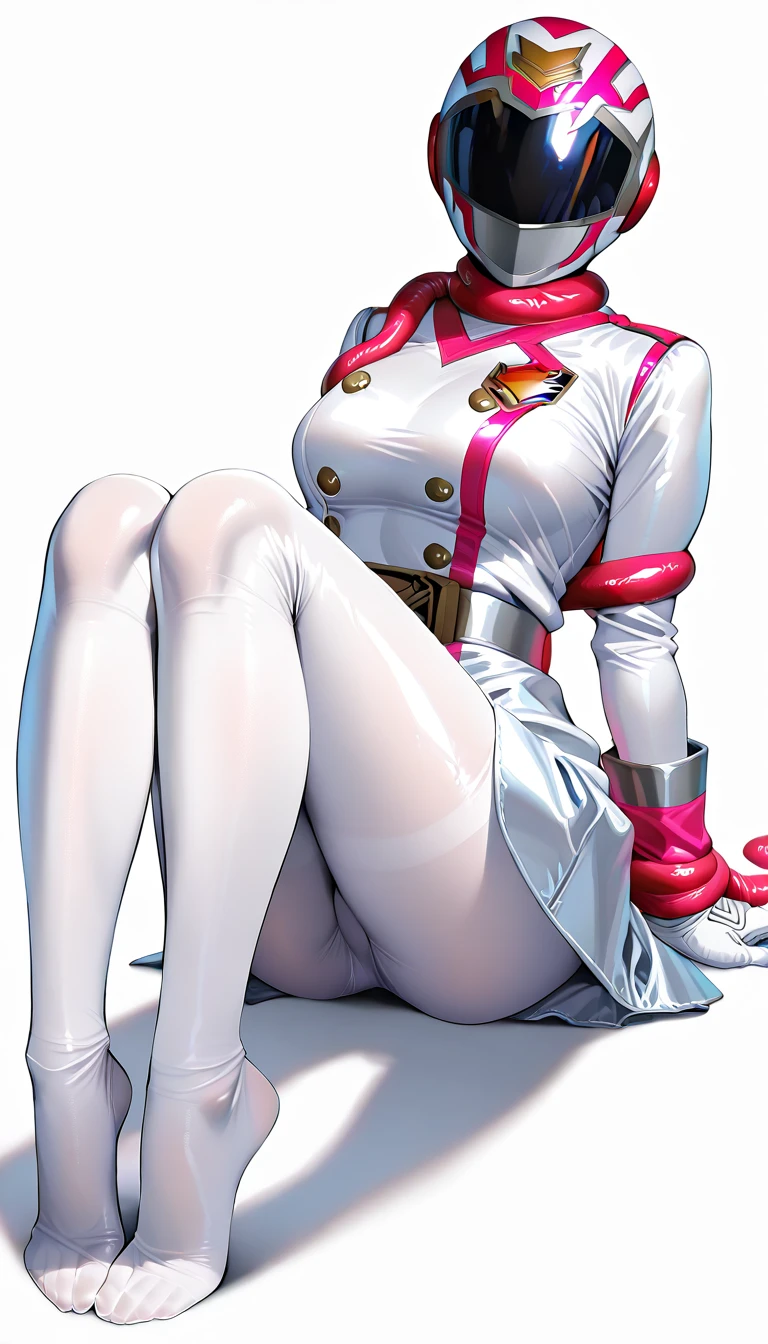 ANI_CLASSIC_jun_gatchaman_ownwaifu,1girl, 16 years old,good anatomy, masterpiece, best quality,realistic, hyperrealistic, 16k hdr, long hair,breasts,green eyes,lips,large breasts,lipstick,makeup,gloves,cape,helmet,belt,elbow gloves,white gloves,mask,ultra miniskirt,leotard,spacesuit,white tight overknee highheels boots,pink dress,superhero,bodysuit,cleavage,erected nipples,(lying flat poses, view from above),cameltoe