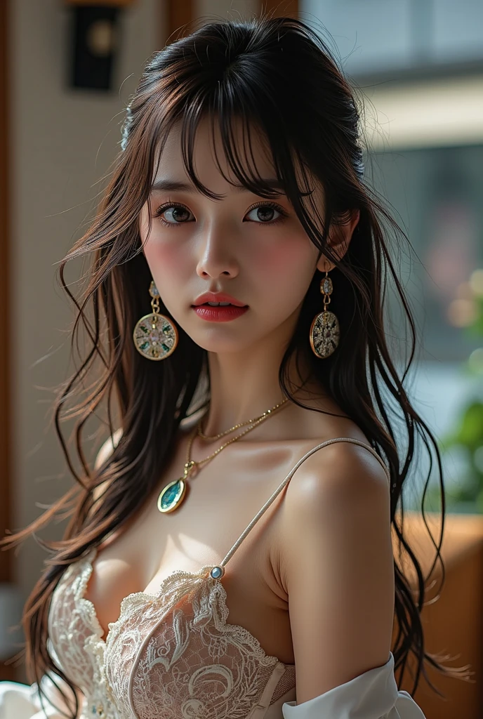 Trip (Only slim shoulder straps, Ultra-low-cut top)( Very close view ) Face view , clothes see-through (((Outdoor paradise)))(Cover your chest with your hands ,Topless)，Head flower decoration, Petals flying in the air ，Pouting slightly，The back exposes bare buttocks，The kinky is exposed，Naked women，Butt up，Hands and feet apart，camel-toe,(Crystal colorful lights),(Turkish Moroccan colored mosaic chandelier)，Adult princess tiara，Soft clouds，((|Cover with a scarf))
（（Masterpiece））,（realisticlying：1.2）,best qualtiy,high high quality,absurderes,rich colourful,stunning art,best qualtiy, ultra - detailed,beautifuldetails， reflective hair,Good lighting, Ray traching， depth of fields,ultra - detailed,illustratio,astounding,finedetail,The is very detailed， （（ultra - detailed））， （Beautiful Meticulous Girl）， Beautiful detail glow， Complicated details， A high resolution， Extremely refined and beautiful,beatiful detailed eyes， hdr， Round eyes, detailedfacialfeatures,（Round pupils：1.4） （illustratio）,（美丽细致的眼睛）（Very very detailed face））， depth of fields,（alluring face）(（ssmile：1.3）)， Smiling lips， （looking at viewert：1.1） closeup cleavage， wide wide shot， Side Body， photore， lewd poses ， Moody light， Sistine Phil Beldev, Smile，（（（Masterpiece，Best quality，A high resolution）））），Extremely detailed 8K，Beautiful girl with busty body，（hyper HD，ultra - detailed，High detail，high realistic，Ultra-realistic，Photo realism）,（1girll：1.5）,（realistic dark hair），Short curly hair，Bob cuts hair，（Dynamic posture），Face the camera,A shallow smile,Open lips，Light blue eyes，Average chest，
（Beautiful and detailed face，Beautiful and delicate eyes），sweat leggs,luminous,（Sunlight，Sunlight）,（Beautiful buttocks 0.5），Color backlight

split, Cover your chest with only your hands，hips bare，earring，Pink sexy yarn,（(Striped underwear、Black openwork underwear、Transparent embroidered tulle underwear set,Gold bracelets，Pink lace gloves)）Lace pantyhose、Lace gloves、Wedding headscarf、pearls necklace,（toppless）(Very small panties)[Place your hands behind your head ]Only the genitals are covered,Moles under eyes, ((Gray-blue hair，Headbands，Headband))，Crystal glowing necklace