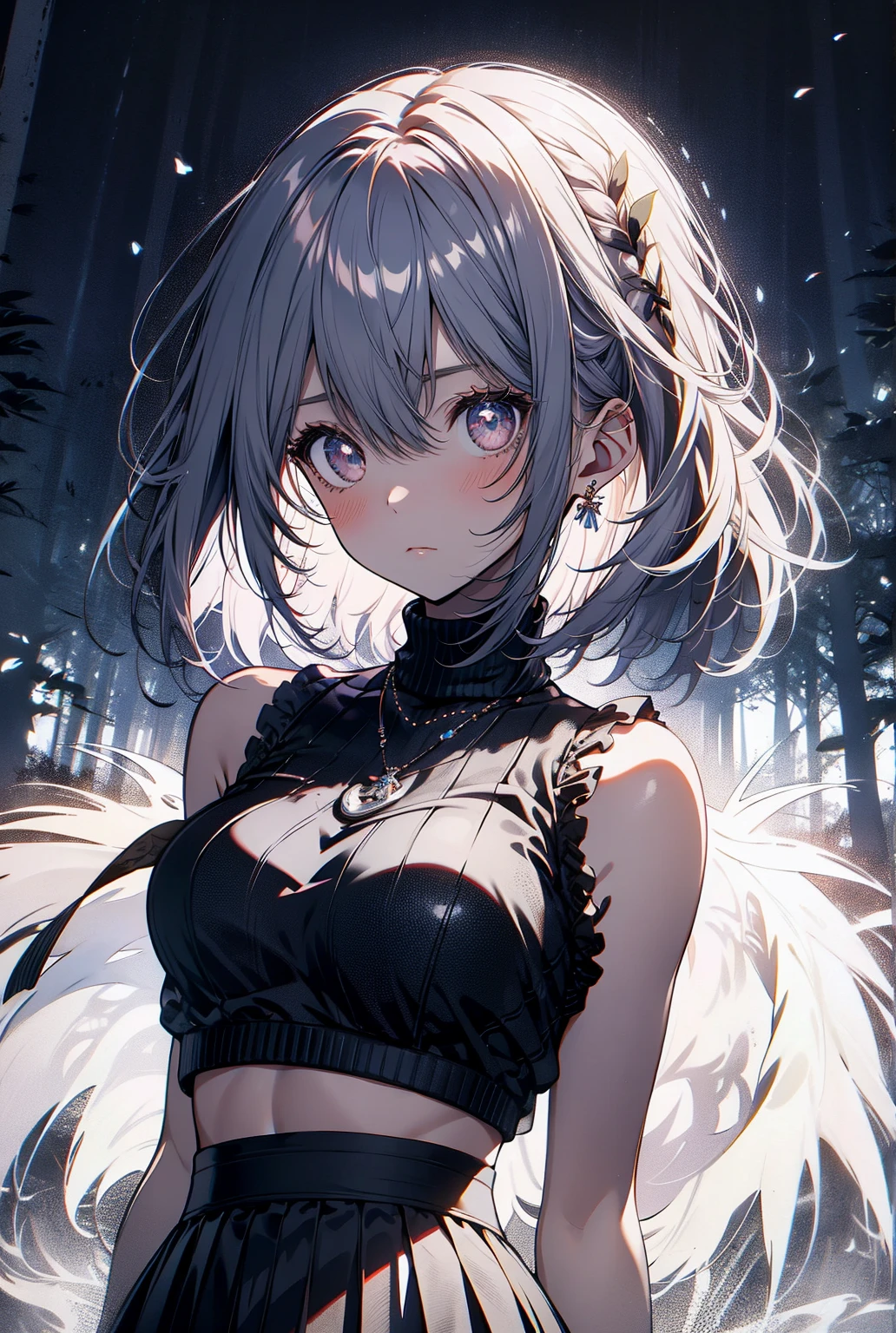 ((Kitsune)), anime girl with long gray hair and blue eyes in a black bra, seductive anime girl, beautiful anime girl, fine details. girls frontline, attractive anime girl, detailed digital anime art, small curvy , pretty anime girl, perfect white haired girl, beautiful alluring anime woman, smooth anime cg art, 4 k manga wallpaper, from girls frontline, ((Fox Ears)), ((Fox Tail)), (nine tails), (((best quality, tall girl, (skin indentation), (blur background:0.6), (casual yet stylish, ((Fox Eyes)), ), gorgeous, (short hair:1.5), soft lighting, wind, (front light:1.5), surprised, choker, smile, jewelry, earrings, Casual clothes))), (ultra high res, best quality,), (8k, raw photo, best quality, masterpiece), technological sense, best quality, masterpiece, illustration,CG ,unity ,wallpaper, official art, Amazing, finely detail, an extremely delicate and beautiful,extremely detailed, highly detailed, sharp focus,rich background, (real person,photograph), ((high detailed skin)), ((( , (crazy eyes:1.3), (wide-eyed:1.2), (glowing eyes), (animal like) ))), (((a close up of a person with a weird face and nails, gothic maiden anime girl, gothic - cyberpunk, cyberpunk horror style, gothic art style, detailed digital anime art, gothic art, demon anime girl, gothic girl face, anime style 4 k, dark art style, anime cyberpunk art, gothic aesthetic, 18 - year - old anime goth girl, gothic horror vibes)))