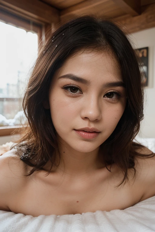 (best quality,highres:1.2),ultra-detailed,realistic,illustration,beautiful detailed eyes and face,long hair style,perfect face,Asian girl,soft pink lips,sweat,blush, full bust,model posing, bedroom, Porn