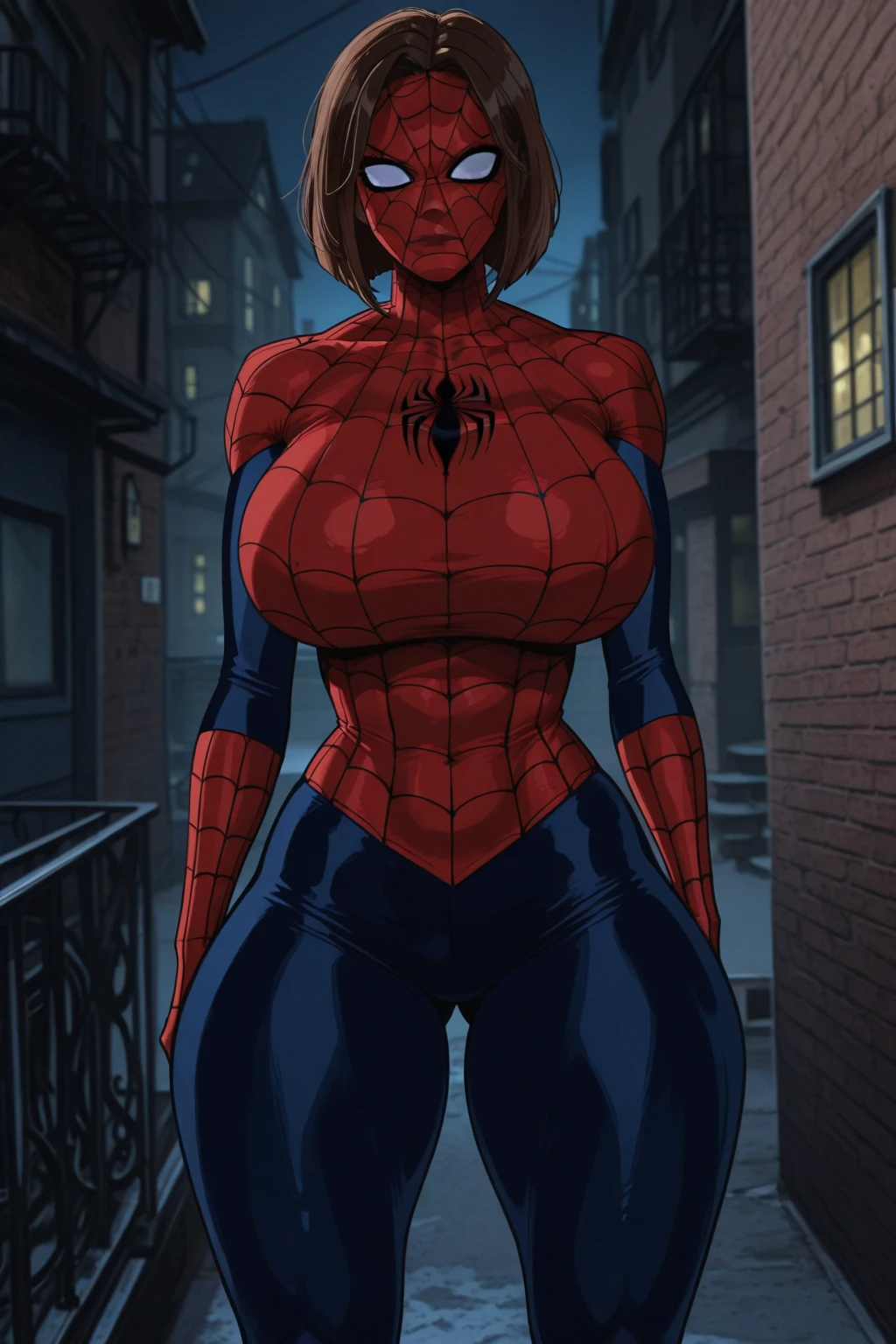 extremely short hair red hair perfect anatomy 1 girl tall solo curvy tank top curvy body ((leggings)) ((gloves)) ((scarf)) (perfect hands) ((huge tits)) (armor) ((spider man))