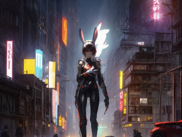 (blame! style abandoned tech landscape), (Zen, Amy Sol style), (underground, dark, foggy, perilous, abandoned dystopian apartment bedroom, deep windows), (abstract anthro rabbit figure wearing bunny ears), cover art with light abstraction, abstract, simple vector art, contemporary Cybernetic art, color gradients, soft color palettes, layered forms, whimsical animation, style Ethereal abstract, 4K, --v6
