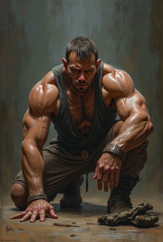 young man breaking the chains from his hands