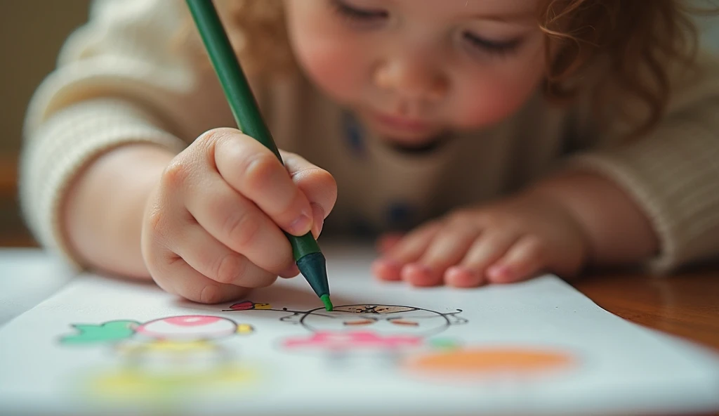 Kids drawing on paper with colorful crayons. This is the moment when their creativity is in full swing.