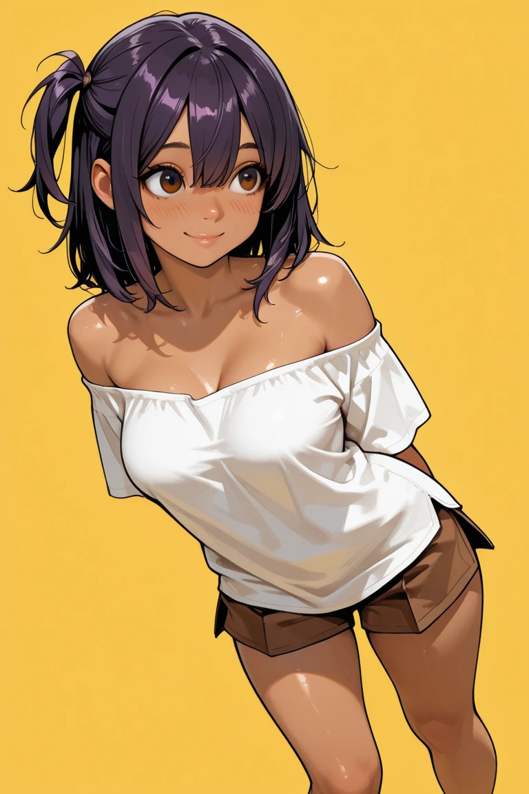 dark skin, cum on body, ponytail, petite, shirt lift, insects in body