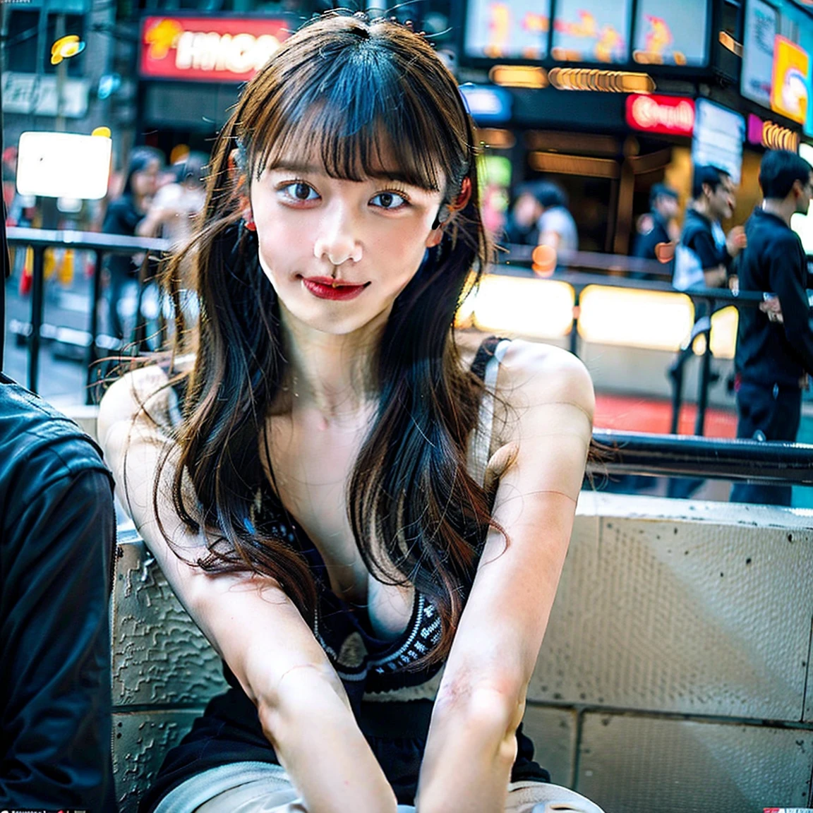 ((midynight, need, 8K, tmasterpiece:1.3)), Full body lesbian, legs long, high thigh, focal:1.2, Plump body, Beautiful woman with perfect figure:1.4,((dark brown hair, Colossal tits:1.2 )), (low chest, Deep V large breasts,), Highly Detailed Face and Skin Textur, there are many people there, A detailed eye, double eyelid, large eyes, Cute big breasts, Teenage girl, Crispy breasts, Smiling, Larger breasts, sweat profusely, Red lips, Hot dance, large bust, Colossal , Wear earrings, Noble beauty, beautiful, Plum, white skinned, Hot, Big breasts are very charming, eye shadows, Attractions, Hot beauty, Raised sexy, Huge cleavage, Japanese beautiful woman, high pony tail, shiranui, deep in the night, ln the forest, tombs, graveyard, Supernatural, the phantom, onimous, hallucinating, Ghastly,
