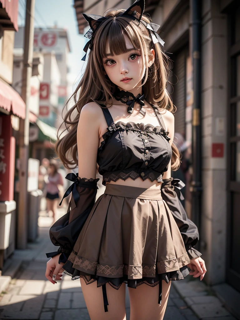 (hight resolution、hiquality、masutepiece、masterpiece、hightquality)、独奏、17 age , cute little、japanes、1girl in, trick or treat, Halloween, jack-o-lanterns, Basket with lots of candy, (Halloween Costume:1.2), ((Dark Light Medium Shorthair:1.25, Upstyle, Wavy Hair)), (Fantastic background), (in night:2), ((Ultra High Resolution, 8k RAW photo, photographrealistic:1.2)), Fine detailed face, Beautiful detailed eyes, Super detailed smooth skin, (Looking away, Laughing, Surprising), (Correct ???????:1.5), (Dutch Angle, Wide Shot:1.3), Dynamic Angle,action、random hair color、