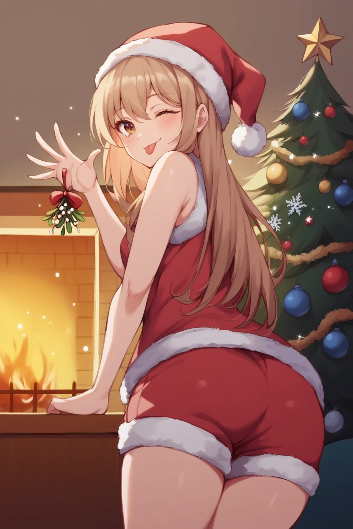 christmas,sweat drenched,camel-toe,Christmas tree,Gift box,ribbons,opening legs,streaked,Back Shadow,,big.ass,secretion,juice,Tongue stock
