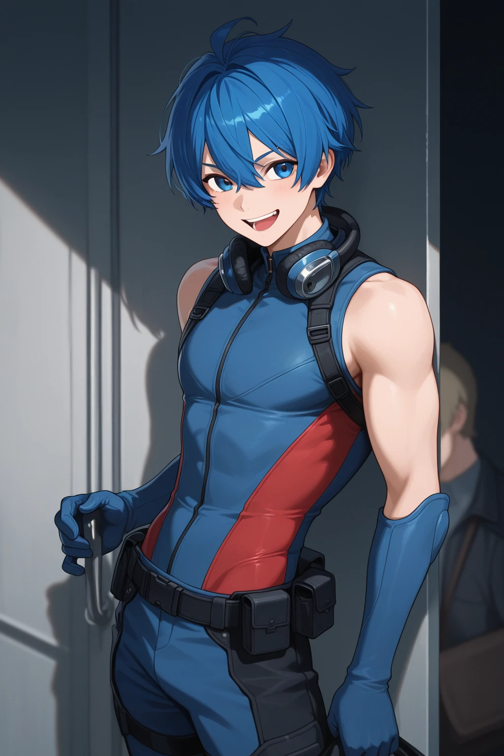 anime、High resolution、male、True Face、Nice、cute、the body is slim、Stylish body、erotic breasts and butt、Big pink nipples、He has a big chest、The buttocks are also big、Take off that tight suit.、Puberty、 Too much exposure、blush、Embarrassing、 Breast to breast、