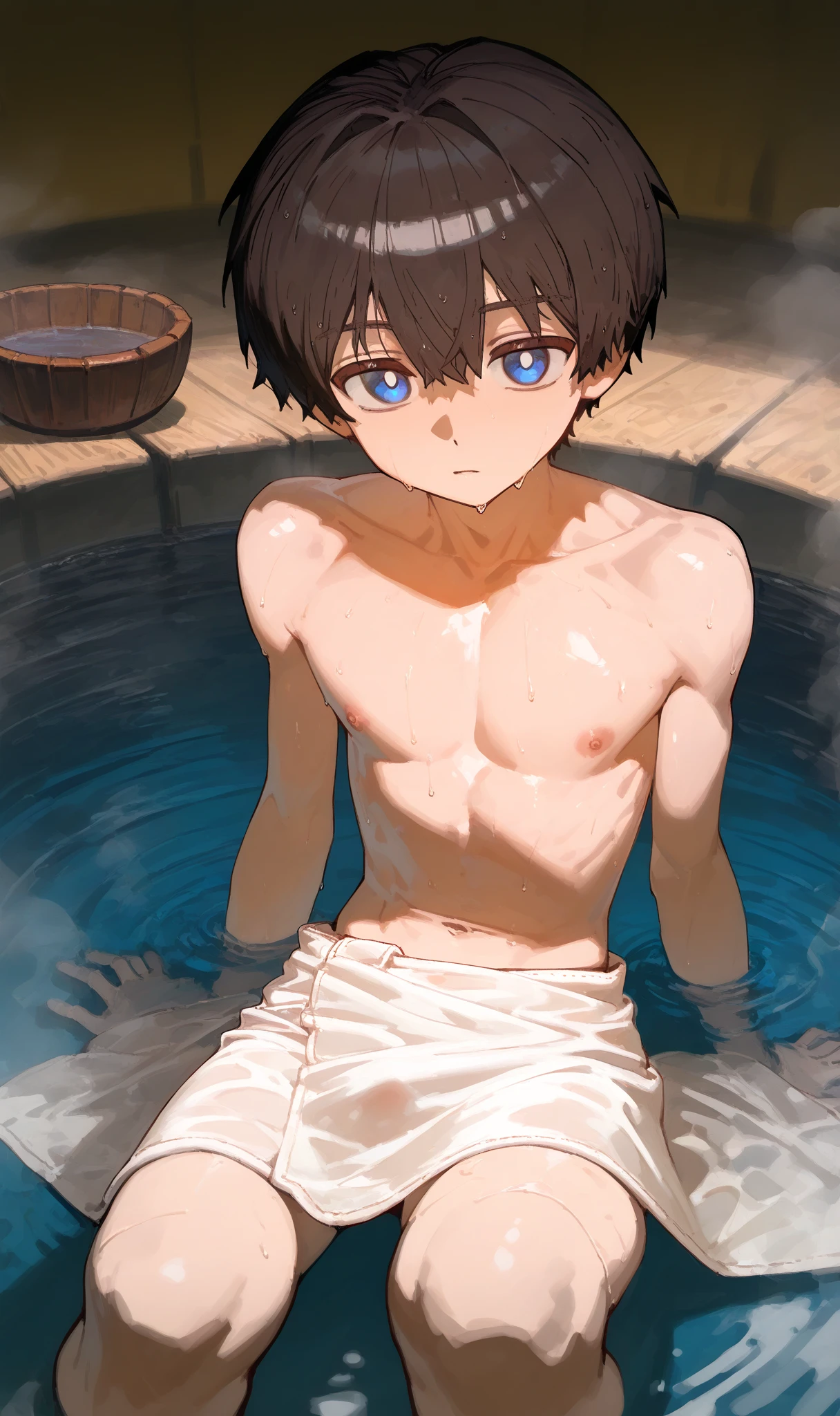 beautiful, chubby, (very short hair),pudgy face, (naughty) (high school students),((young)), ((androgynous)), (boyish), (handsome), ((thick)), (shota), overweight, (beefy), (butt), (cute), (obesity), (naughty brat), (belly button), (Chubby body), big belly, (Sweaty body), (Smelly body), (Nude), (naked), (Sitting), ((Overlooking)), (Reach out), (hot spring), (steam), (night), (Open-air bath), (Spread your legs wide), (Confident expression), (Top view)