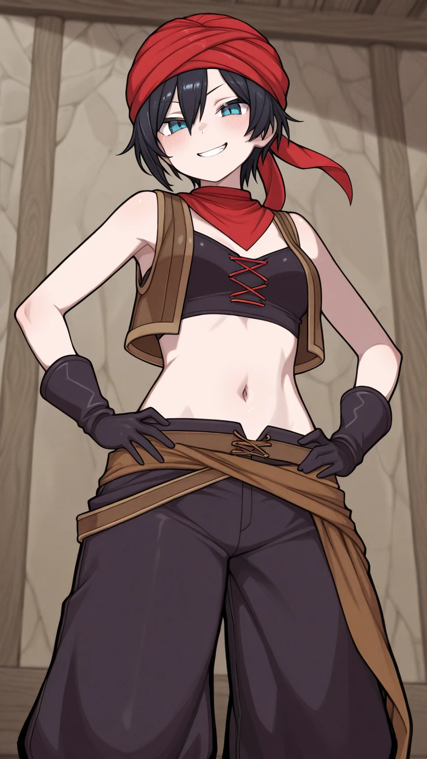 ((highest quality)), ((masterpiece)), (be familiar with),One female,((nsfw)),Nipples through fabric,Sleeveless shirt,pants,Bewitching Smile