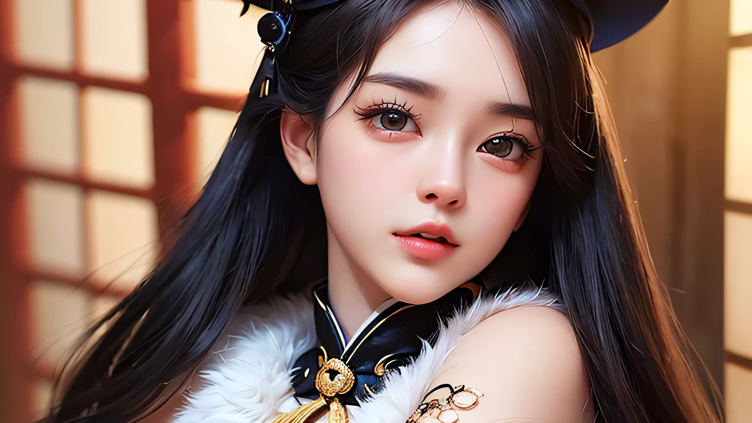 top-quality、​masterpiece、hight resolution、Hanbok girl、vivid、Super beautiful face、Super beautiful eyes、Super beautiful hair