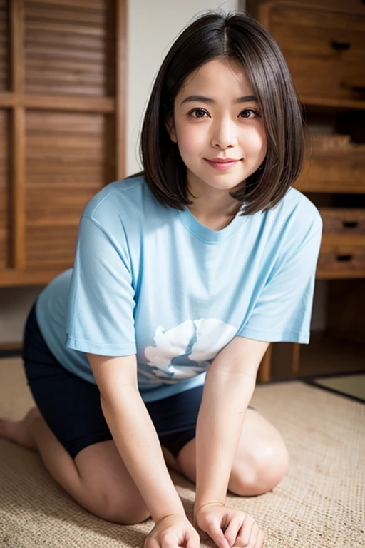 hight resolution、high-level image quality、in 8K、Real live-action、Raw photography、top-quality、​masterpiece、超A high resolution、Raw photo、ren、Beautiful fece、masutepiece、((Obscene content))、For adults、charm of 、absurderes、((((Japan elementary school students))))、Japan Girl、((8years old))、((with round face))、((Tanuki face))、((Cute little face))、(((((Shy laughter)))))、de pele branca、((chubby figure))、Juvenile physique、Smaller chest、kne、 thighs thighs thighs thighs、独奏、fullllbody、Very nice、(((Children's Clothing:1.0) ))、 ((Pubic area))、(Mansuji)、((White panty))、Are sleeping、（Photorealsitic：1.37）、Photon mapping、Realistic、Radio City、Physically Based Rendering、depth of field rally background、a picture、(((a junior idol in Japan)))、Sparkling eyes、shiny lip、too bright natural light、The Bright Sun、Too bright sunlight、(((((8years old)))))、(((Pubic area)))、(Mansuji)、Children's Clothing,　Children's Clothing、、Open your legs、Open your crotch、Only one person,Short hairstyles、Short-cut hair、(inside in room)、((white tank tops、Children's Clothing)),tshirts