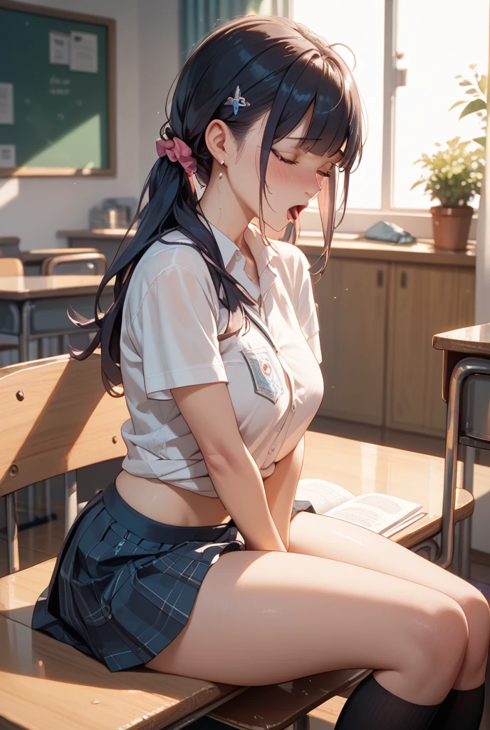 (((masterpiece,Highest Resolution,4K High Resolution,Crisp image quality:)Pussy juice(Detailed Hair,)(Inserting a dildo into a beautiful pussy)((Beautiful black hair braids,Glasses,School Insurance Doctor,Insurance Classes,Health Room,Masturbation lesson))(28years old cool woman)(Beautiful big ,Beautiful nipples,Teaching books,Blushing and embarrassed,Sit on a chair,Spread your legs wide,)Tight Skirt,blouse,lipstick,Pussy juice(Close up pov of pussy)Pubic hair,(White:1.2)
