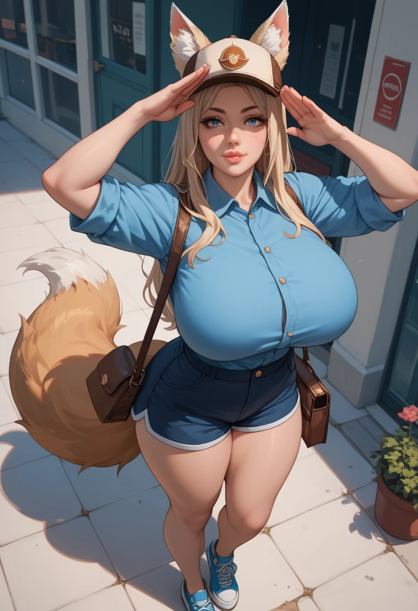 masterpiece:1.2, best quality), realistic, (real picture, intricate details, depth of field), (1girl, solo),milfication, milf, (mature female), make up, evil smile, parted lips, highly-detailed, gorgeous perfect face, large breasts, sagging breasts, (skindentation), thighs, (narrow waist), (hourglass figure), tall, (Luscious pink lips), (Voluminous blonde hair), (long pony tail), (big hair), [freckles], messy hair, beautiful light blue eyes, (cat ears), (cat tails), ((leopard print)), red jacket, leopard print bra , belt, denim skirt, bracelets, choker, sexy, blushing, (Adult Temptress) Voluptuous, Curvy, (Seductive dynamic pose), posing, ((Deep Cleavage)), head tilt, posing, outdoors, mall, street,