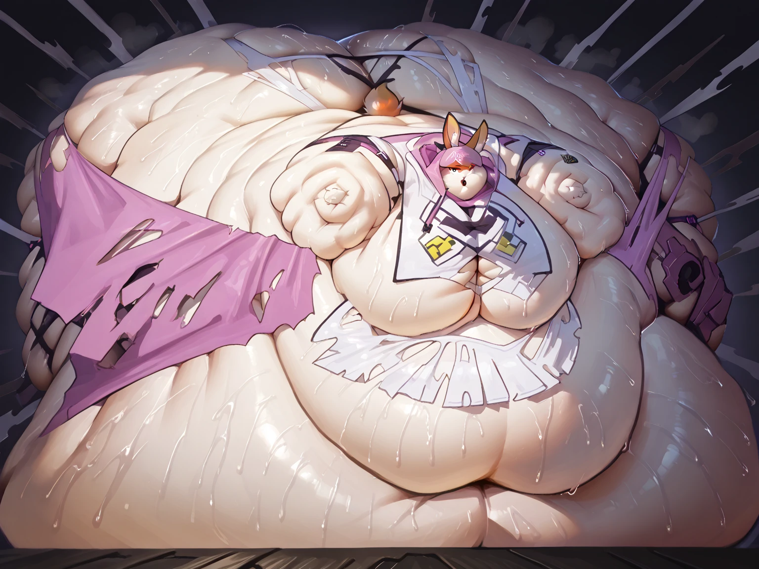 goetia women with magenta and black theme colors, red eyes,royal dress, big breasts, thick thighs, night sky, nsfw, queen