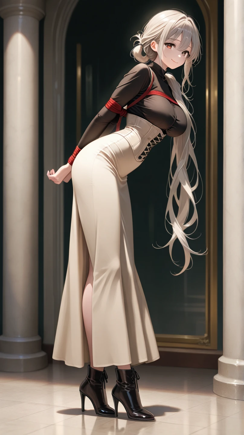 FS, an albino girl with perfect 10 features and long black Rapunzel-like hair, stands in a picturesque Avatar-like scene. Her body is graceful with a petite bust and slender legs. The girl looks stunning in a sheer organza dress with intricate designs. Her high-heeled shoes are elegant with golden patterns. The sunlight creates a subtle silhouette around her contours from the back, while soft and filling light illuminates her from the front. This scene has photorealistic qualities and is a concept art that creates a wow effect of:2. It can be found on the website 500px with hyper-superior details