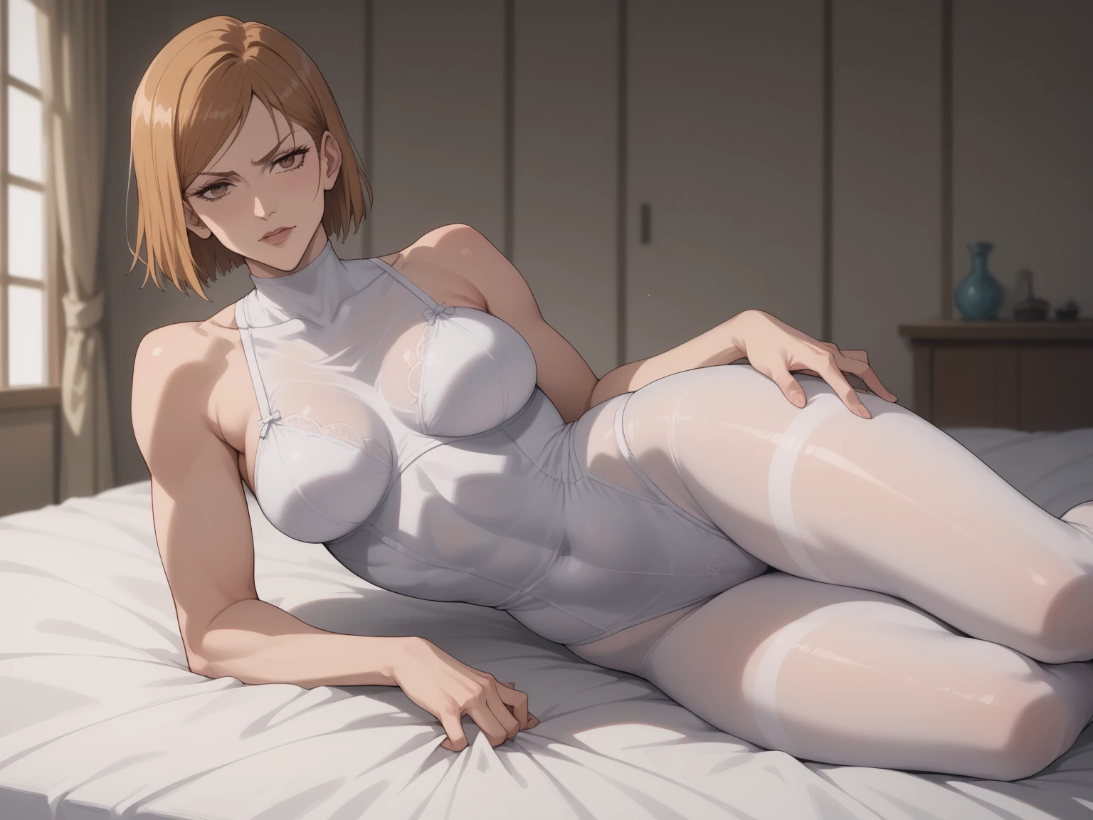 (medium breast:1.2),
BREAK (((SFJuni))), (((naked))), ((abs)), ((nsfw))
BREAK ((dorm bedroom)), ((on bed)), ((legs spread)), ((looking at viewer))
BREAK (cowboy shot:1.5), (front view), ((naked))
BREAK (masterpiece:1.2), best quality, high resolution, unity 8k wallpaper, (illustration:0.8), (beautiful detailed eyes:1.6), extremely detailed face, perfect lighting, extremely detailed CG, (perfect hands, perfect anatomy), {masterpiece}, {best quality}, extremely detailed, CG unity 8k, illustration, contour deepening, beautiful detailed, glow, (beautiful detailed eyes), beautiful_face, ((freckles)), Amazing, beautiful detailed eyes, finely detail, extremely detailed CG, original, tall, extremely detailed wallpaper, (((full_body))), blushing, 8kwallpaper, small ass, 1woman, shy, ((sagging breasts)), male pov, ((insertion)), creampie