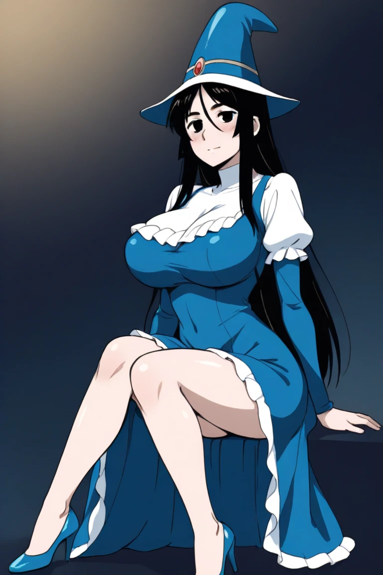 score_9, score_8_up, score_7_up, score_6_up, score_5_up, score_4_up, BREAK,
1990s \(style\), anime screencap, retro artstyle,
homura, 1girl, solo, smile, red eyes, blue hair, long hair, very long hair, waist-length hair, witch, hat, violet dress, (blue trim:1.5), cleavage, detatched sleeves, obi, sash, dress skirt, (curvy:1.1), slim waist, wide hips, round breasts, big breasts, fullbody, cowboy shot, looking at you, outdoor, light_blush, innocent_big_eyes, standing, happy expression, walking towards you, garden, trees, flowers, shiny, white skin, <lora:homura v2-000035:1>