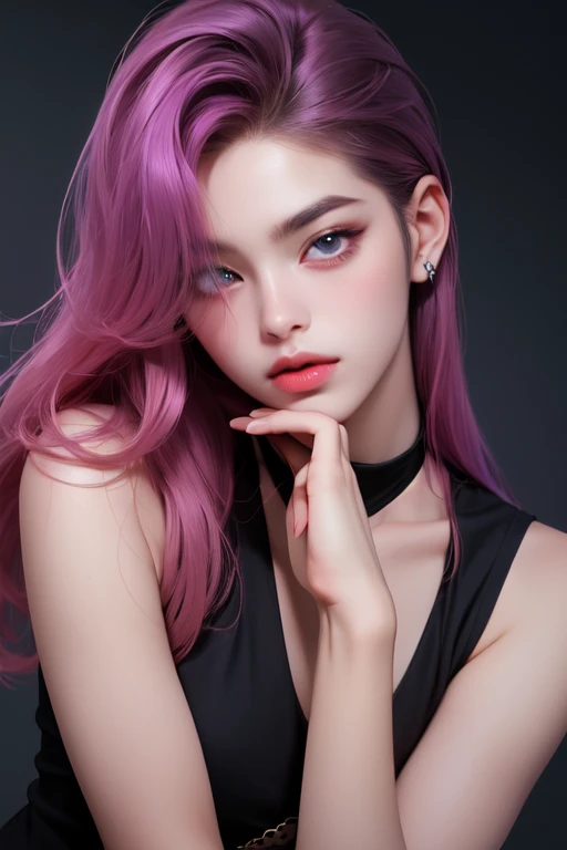 A woman all over，tmasterpiece，Need，Best quality，Anatomically correct，with perfect arms，Detailed faces，Detailed white skin，Perfect purple eyes，Perfect nose，8K