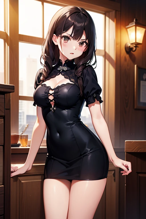 22 years old, (milf:0.8), (solo:1.5), (sfw:1.25), cute breast, beautiful breasts, medium tits,black suspenders,(Bulging ,big breasts:1.1),(Black miniskirt:1.3),garters,Gaze,Small face,bangss,holster,Belt Armament,Beautuful Women, thin waist, big ass:1.0, Raised sexy, (dark green mediumlong hair,side ponytail,hair between eyes,bangs, dark blue eyes, light smile, big , Revimpling fabric, earrings, Hand gloves, detailed face,(smoking:1.3),detailed and beautiful eyes,beautiful detailed lips,Rolling her eyes,manner,(ultra high resolution, 8K RAW photo, photo realistics, thin outline:1.3, clear focus), best qualtiy, natural lighting, textile shading, field depth (Bright pupils, fine detailed beautiful eyes with highlight:1.3, high detailed face), Red lip, fine realistic skins:1.1, looking down viewers:1.3, (dynamic angle:1.3, front view:1.1, breast focus:1.3, from below:1.2), (dynamic posing:1.5, sexy posing:1.2, leaning forward),Youghal, side lock, hair ornaments, hair band,nice,garden background,artistic rendering,Super detailed,(highest quality,4k,8K,High resolution,masterpiece:1.2),Bright colors,studio lighting ,in usa military base,