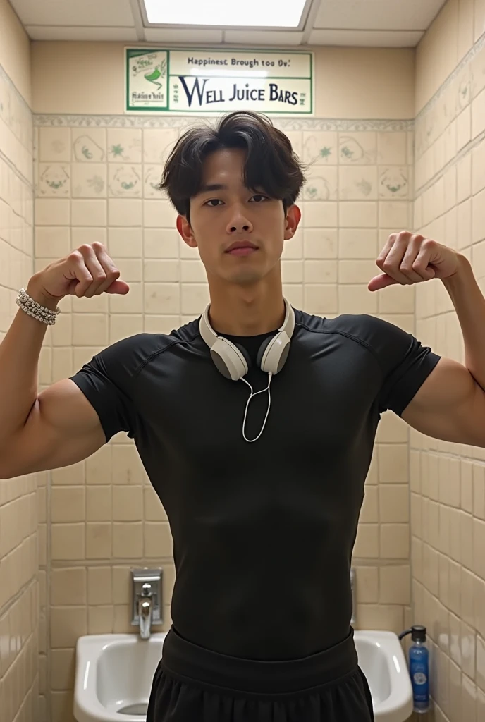 Japanese men、14 years old、Basketball Man、Muscles and smooth skin、Red shaved head、Relaxed and friendly smile、Tight underwear、The whole body is visible from toes to head、locker room、Smiling with mouth open