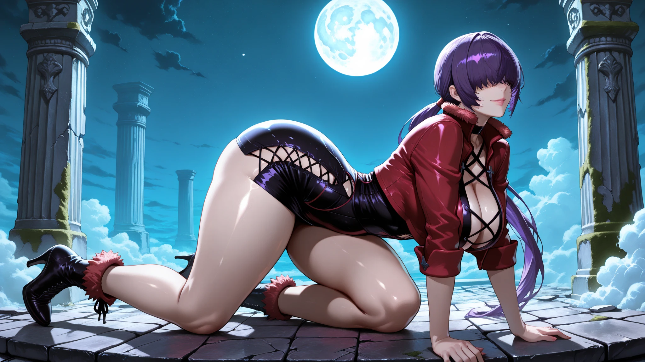 Chibi, showing fake tits and wet pussy, awesome body display 1.2, nudes open legs, heels , lingerie and full moon,