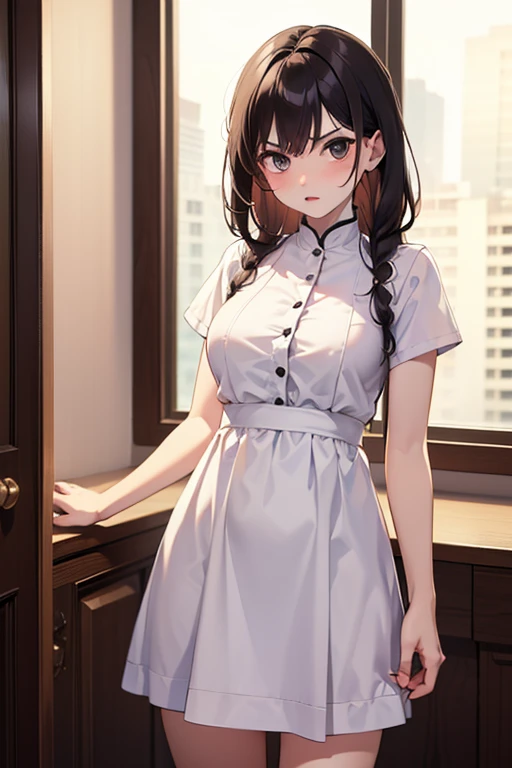 Komi Shuuko,having fun,Professional Dress,cute-style,highly rendered,detailed face with,Fleshy thighs