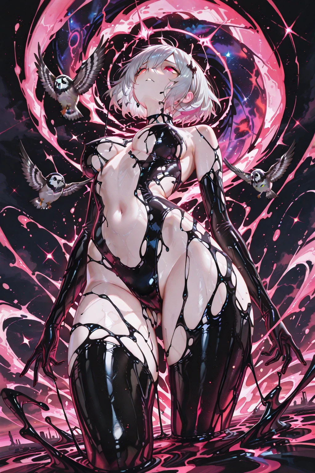 Nier Automata 2b beautiful girl tits Ass nsfw Goth Image video shooting pee Sweaty Wet Blank expression, violent movements Sweet face Sexual Seventeen being attacked by tentacles 1people Constraints tentacles wrapped around the body Tentacles invade through her anus. She is squatting with her legs apart.