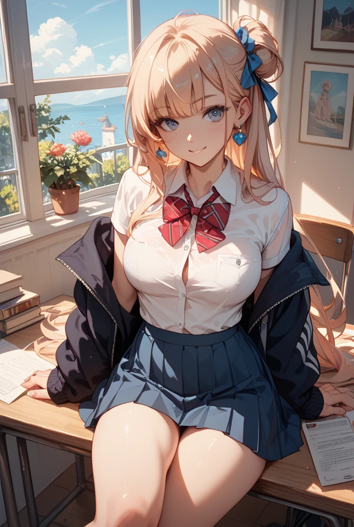 highest quality、High resolution、detailed background、beautiful and detailed face、beautiful and smooth skin、skin texture、professional lighting、Beautiful teenage girl、(huge breasts:1.2)、sexy sailor suit or uniform、Pleated mini skirt with tartan plaid pattern、cute hairstyle、white knee high socks、((tied to a chair in a small room、全身をbeing restrained、手足をbeing restrained、being restrained、to be tied up))、tied up and legs spread、smile、smile、sexual expression、Show your side while being restrained、emphasize the chest、underboobを強調する、No bra、胸がbeing restrained、太ももがbeing restrained、Arms are tied、
underboob、panty shot、cute panties、camel toe